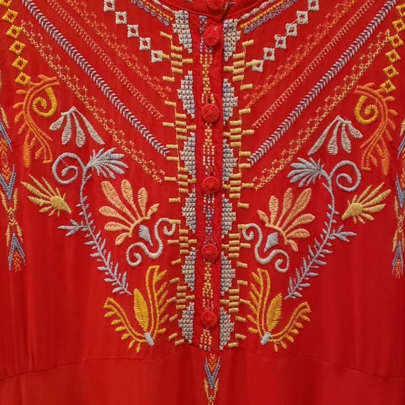 Johnny Was Biya Red Embroidered Maxi Dress - Picture 3 of 8